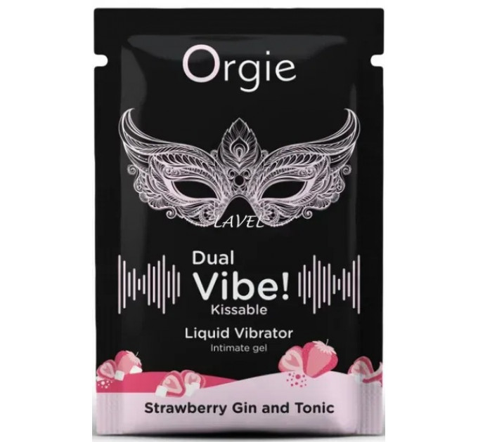 САШЕТ/Рідкий вібратор Orgie DUAL VIBE коктейль Джин-тонік полуниця, 1 мл