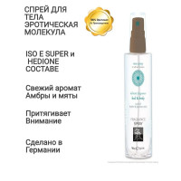 Спрей для тіла та ліжка з феромонами та афродизіаками Shiatsu Fragrance Бурштин та японська м'ята, 100 мл