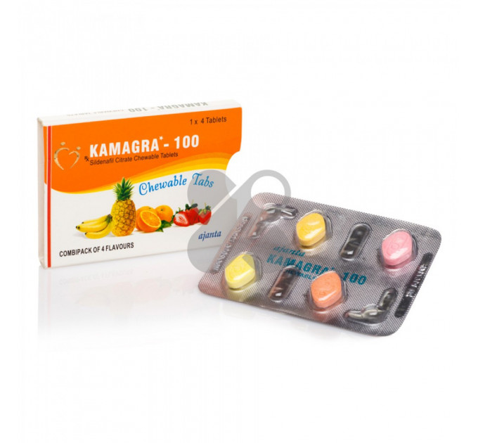 Таблетки для потенции Kamagra 100 Chewable Tabs за 1 упаковку (4 табл)