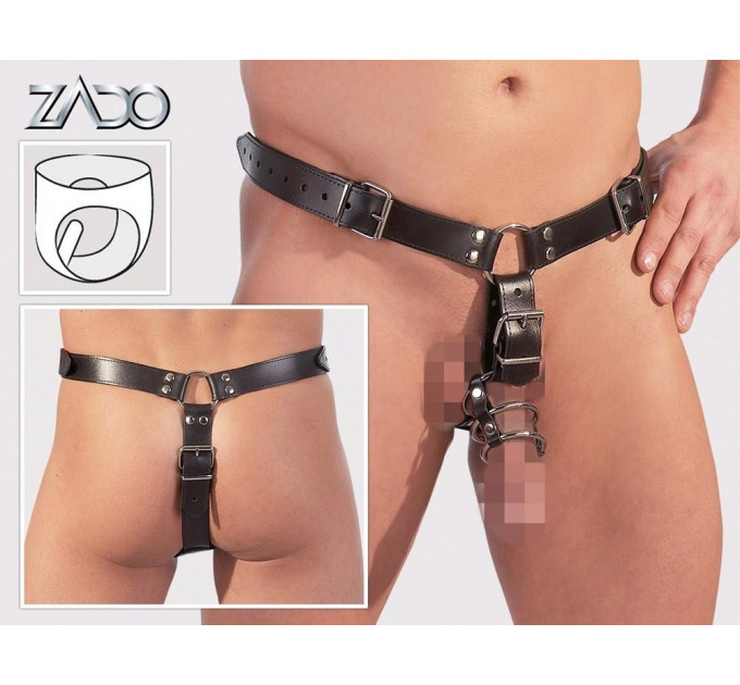 Труси-портупея БДСМ ZADO FETISH з ерекційними кільцями та вбудованим анальним фалоімітатором, S/M