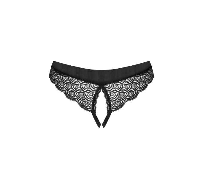 Трусики с открытым доступом Obsessive Chemeris кружевные, черные, XS/S