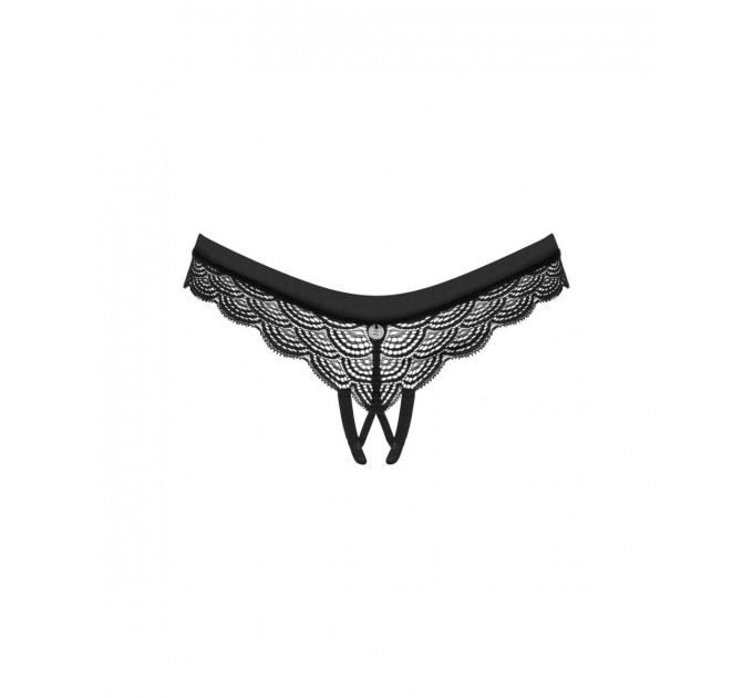 Трусики с открытым доступом Obsessive Chemeris кружевные, черные, XS/S