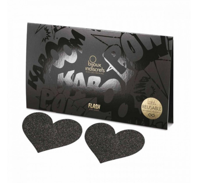 Украшение для грудей Flash - Heart Black Bijoux Indiscrets