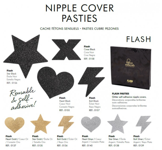 Украшение для грудей Flash - Heart Black Bijoux Indiscrets