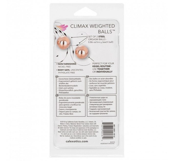 Вагинальные шарики CalExotics Climax Weighted Kegel Balls Nickel-Free - Rose Gold