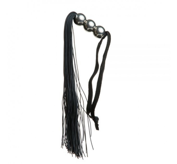 F61431 Плетка из силикона ручка 3 шарика FLOGGER BLACK METAL