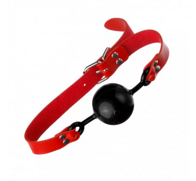 Кляп из экокожи Loveshop Latex BREATHABLE BALL GAG RED/BLACK