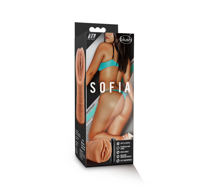 Мастурбатор вагина реалистичный Blush Sofia с вибрирующей пулей, коричневый