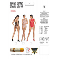 Боді Passion BS086 з вертикальною сіткою та відкритим доступом, чорний, One Size