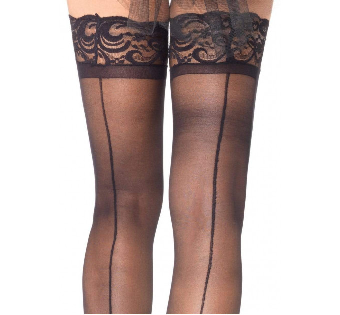 Чулки с задним швом и кружевным верхом Leg Avenue O/S