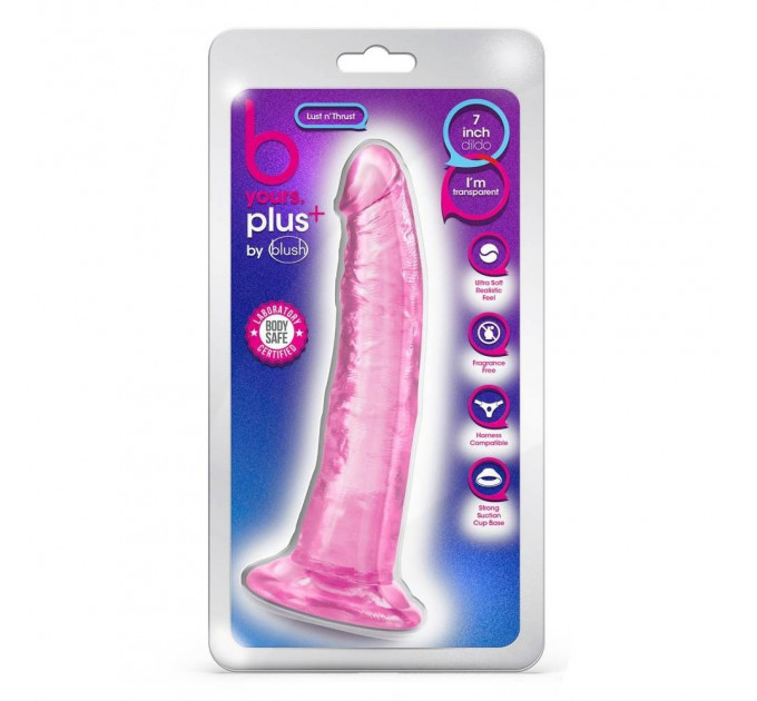 Фаллоимитатор реалистичный на присоске Blush B Yours Plus розовый, 19 х 3.8 см