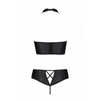 Комплект білизни із вставками зі стреп-стрічки NANCY BIKINI black S/M - Passion