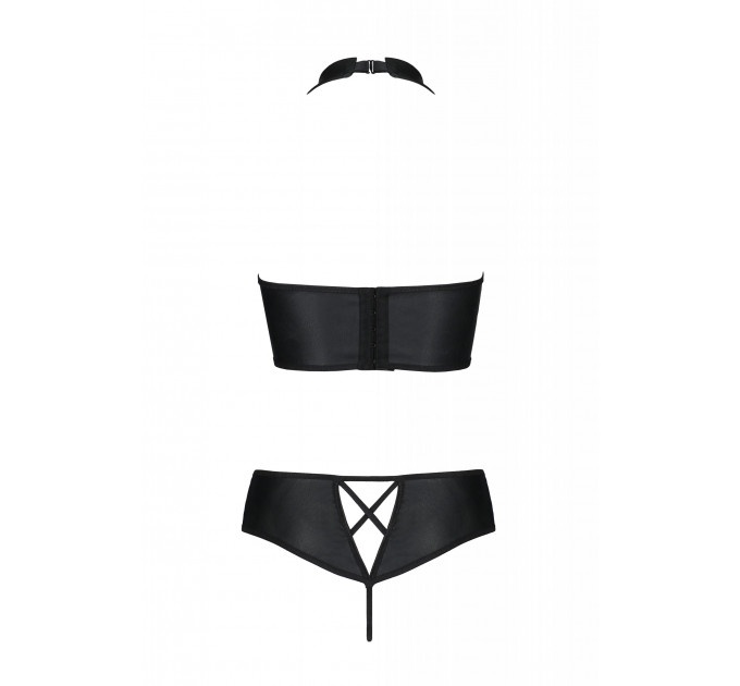 Комплект белья с вставками со стреп-ленты NANCY BIKINI black S/M - Passion