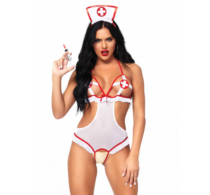 Костюм сексуальної медсестри One Size Naughty Nurse Roleplay Lingerie Set від Leg Avenue