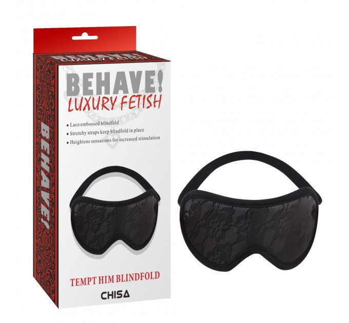 Маска на глаза Chisa Behave! Luxury Fetish со вставкой кружева, черная