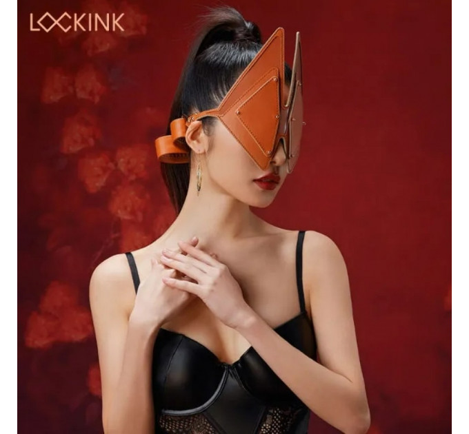Маска Лисички с отстегивающейся передней частью Lockink, натуральная кожа, коричневая, One Size