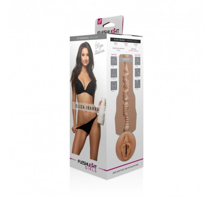 Мастурбатор вагина из киберкожи в колбе Fleshlight Girls Eliza Ibarra Ethereal, бежевый