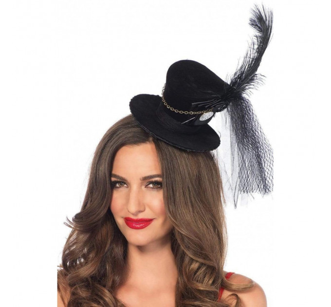 Мини-цилиндр женский Steampunk Velvet Mini Top Hat от Leg Avenue, черный
