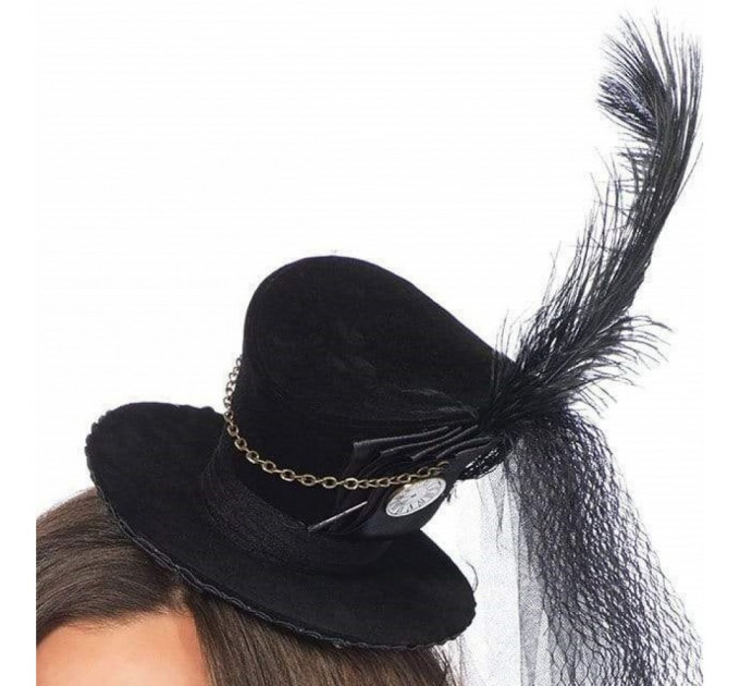 Мини-цилиндр женский Steampunk Velvet Mini Top Hat от Leg Avenue, черный