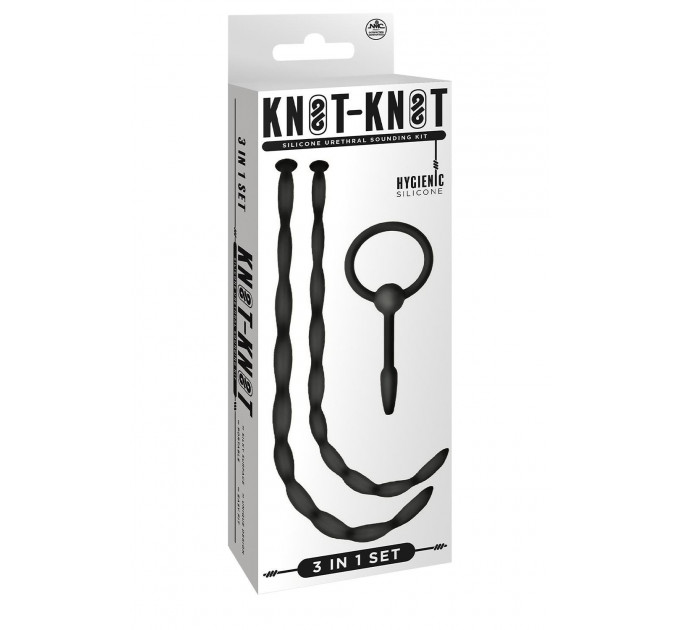 Набор черных уретральных катетеров NMC Knot Knot XL из силикона с бусинами, XL