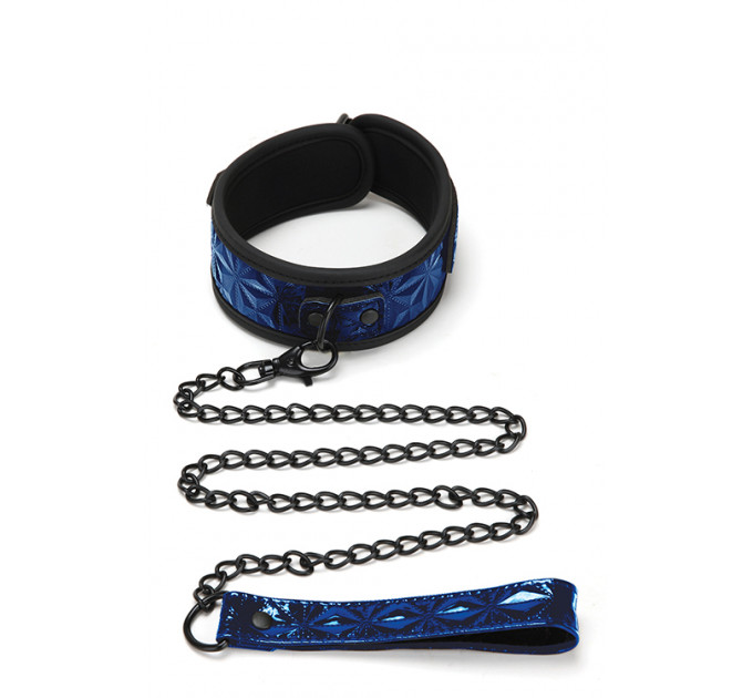 Набор ошейник и поводок синий WHIPSMART DIAMOND COLLAR AND LEASH BLUE