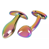Набор металлических радужных анальных пробок Anos Metal Butt Plug Set, 2 шт.