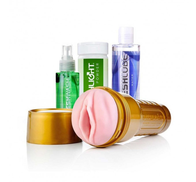 Набор из мастурбатора и средств гигиены Fleshlight Stamina Training Unit (STU) Value Pack (Lady)