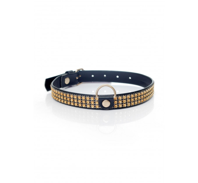 Ошейник Collar with crystals 2 cm gold