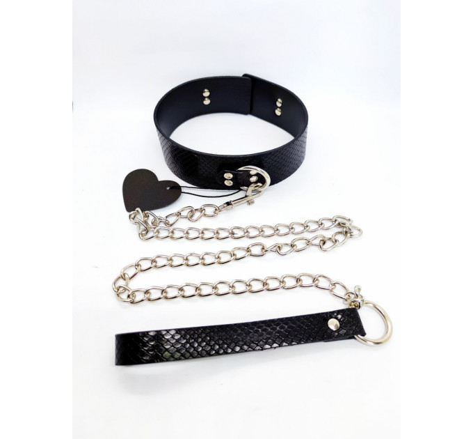 Ошейник с поводком DS Fetish Collar with leash black