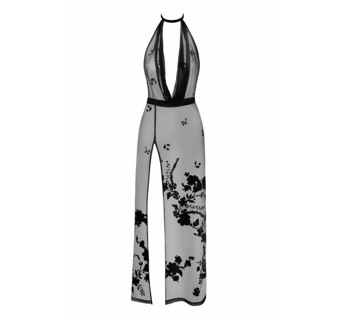 Платье длинное Divinity F312 Noir Handmade, с глубоким декольте, черное, размер S