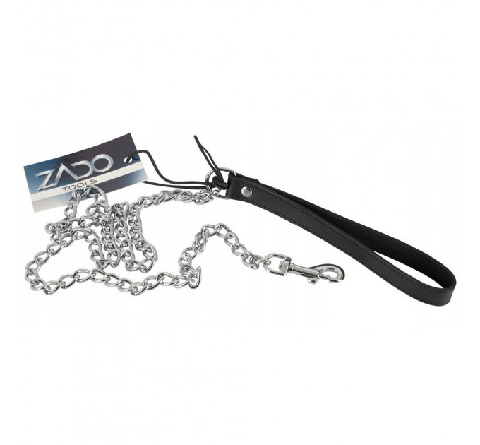 Поводок на цепи с кожаной петлей Zado FASHION, черный