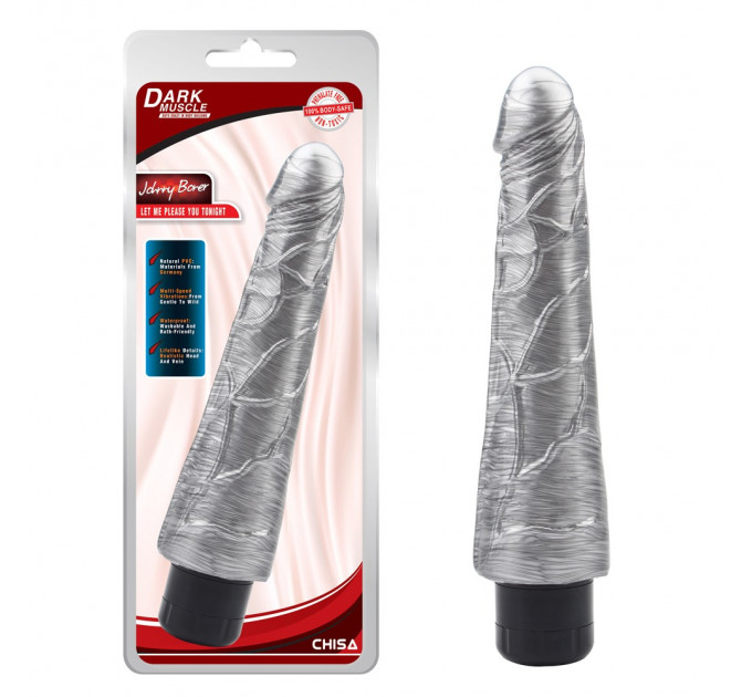 Вибратор реалистичный Chisa Dark Muscle с ярко выраженным узором вен, поворотный регулятор, серебро
