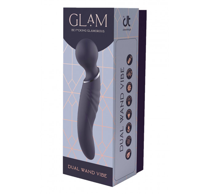 Вибратор микрофон изогнутый двойной стимуляции Dream Toys Glam Dual Wand Vibe, фиолетовый