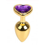 Анальна пробка Gold Metal Heart Dark Violet, m