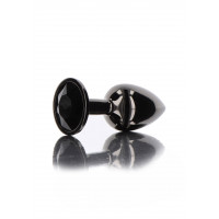 Анальна металева пробка M із чорним каменем Butt Plug With Diamond Jewel Taboom