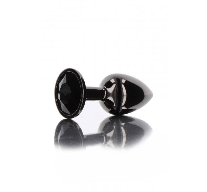 Анальная металлическая пробка M с черным камнем Butt Plug With Diamond Jewel Taboom