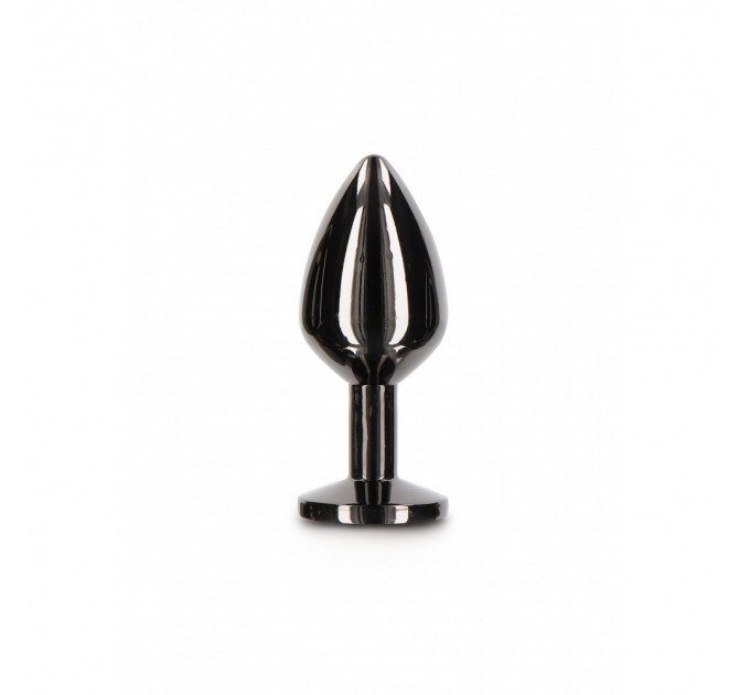 Анальная металлическая пробка M с черным камнем Butt Plug With Diamond Jewel Taboom