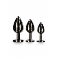 Анальна металева пробка M із чорним каменем Butt Plug With Diamond Jewel Taboom
