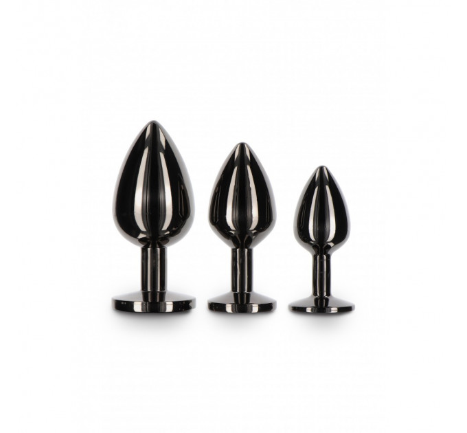 Анальная металлическая пробка M с черным камнем Butt Plug With Diamond Jewel Taboom