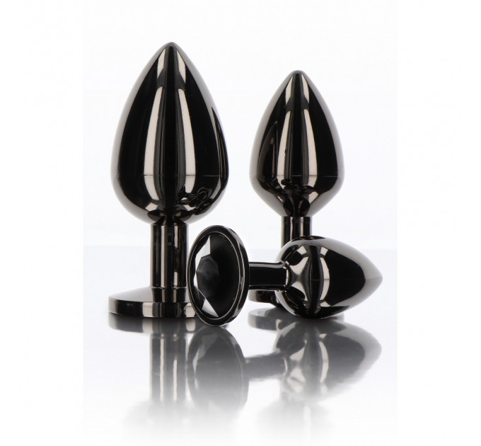 Анальная металлическая пробка M с черным камнем Butt Plug With Diamond Jewel Taboom