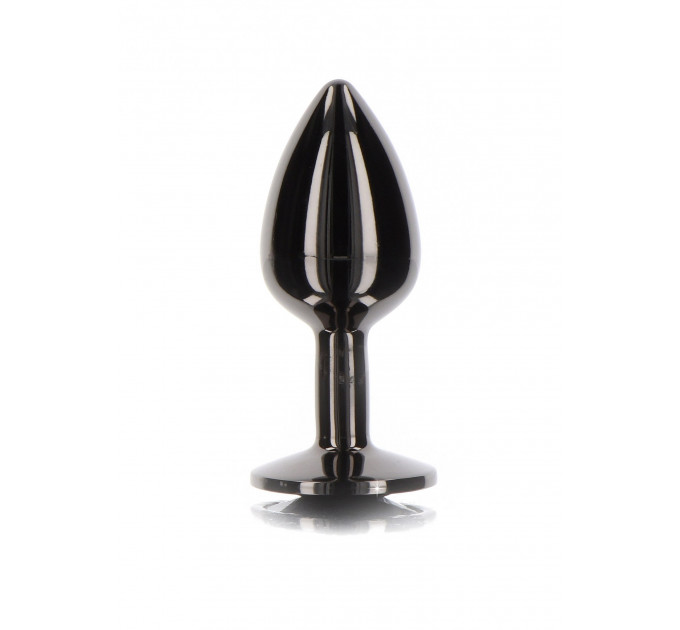 Анальная металлическая пробка M с черным камнем Butt Plug With Diamond Jewel Taboom