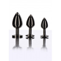 Анальна металева пробка M із чорним каменем Butt Plug With Diamond Jewel Taboom