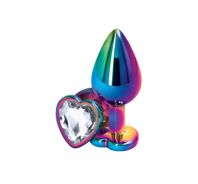 Анальна пробка NS Novelties REAR ASSETS MULTICOLOR HEART MEDIUM CLEAR