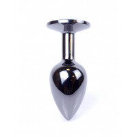 Анальна пробка з каменем Plug-Jewellery Dark Silver PLUG-Pink розмір S