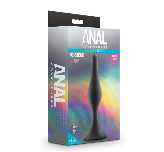 Анальна пробка витягнута Anal Adventures Blush, силіконова, чорна, 13.3 х 3 см