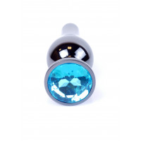 Анальна пробка з нержавіючої сталі з каменем Plug-Jewellery Dark Silver BUTT PLUG-Light Blue