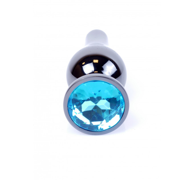 Анальна пробка з нержавіючої сталі з каменем Plug-Jewellery Dark Silver BUTT PLUG-Light Blue