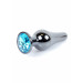 Анальна пробка з нержавіючої сталі з каменем Plug-Jewellery Dark Silver BUTT PLUG-Light Blue