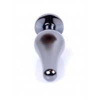 Анальна пробка з нержавіючої сталі з каменем Plug-Jewellery Dark Silver BUTT PLUG-Light Blue