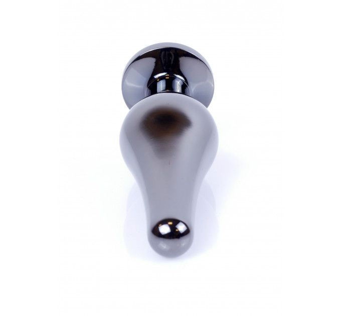 Анальна пробка з нержавіючої сталі з каменем Plug-Jewellery Dark Silver BUTT PLUG-Light Blue